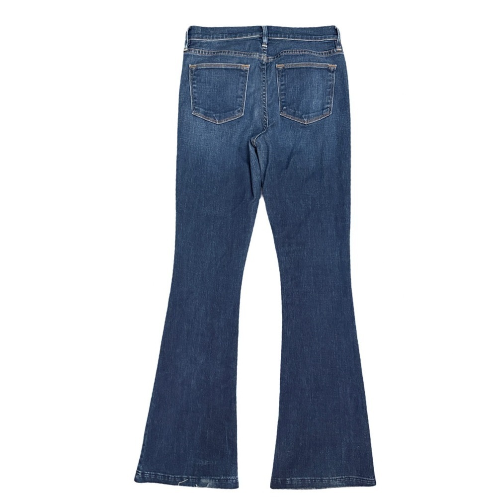 Frame Le High Flare High Rise Raw Released Fray Hem Med Blue Denim Jeans Size 28 - Picture 4 of 14